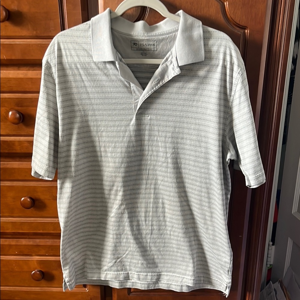 Jos. A. Bank Leadbetter Golf Gray Patterned Polo Shirt Mens L